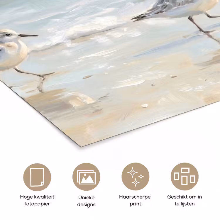 Vogels - Strand - Zee poster papier klein -closeup_NL