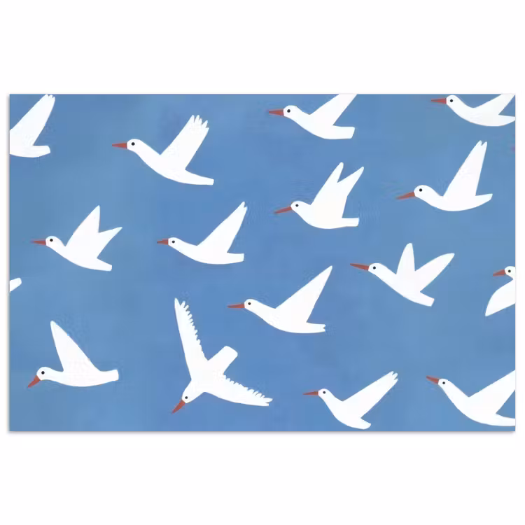 Vogels - Wit - Patroon poster papier klein -3d