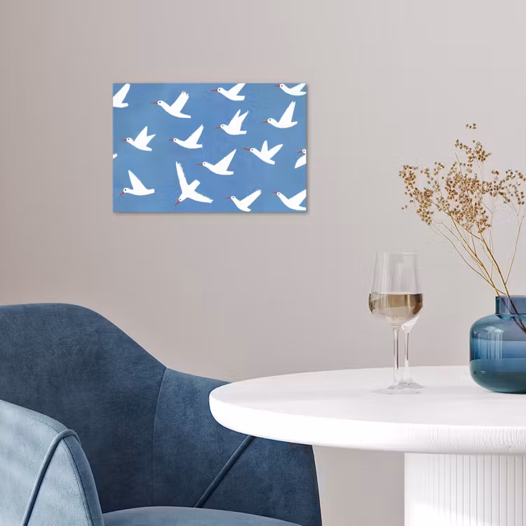 Vogels - Wit - Patroon poster papier klein -sfeer3