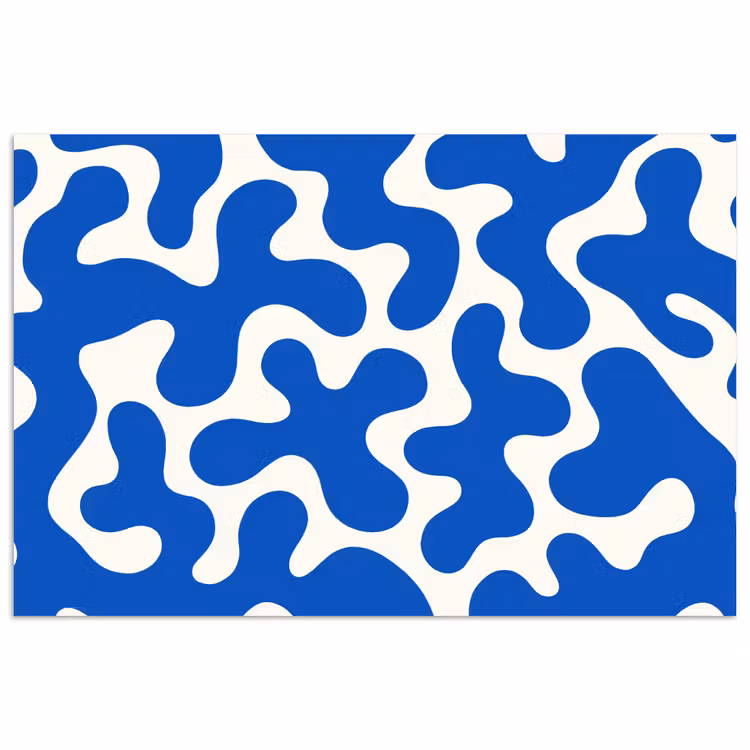 Vormen - Abstract - Blauw - Golven poster papier klein -3d