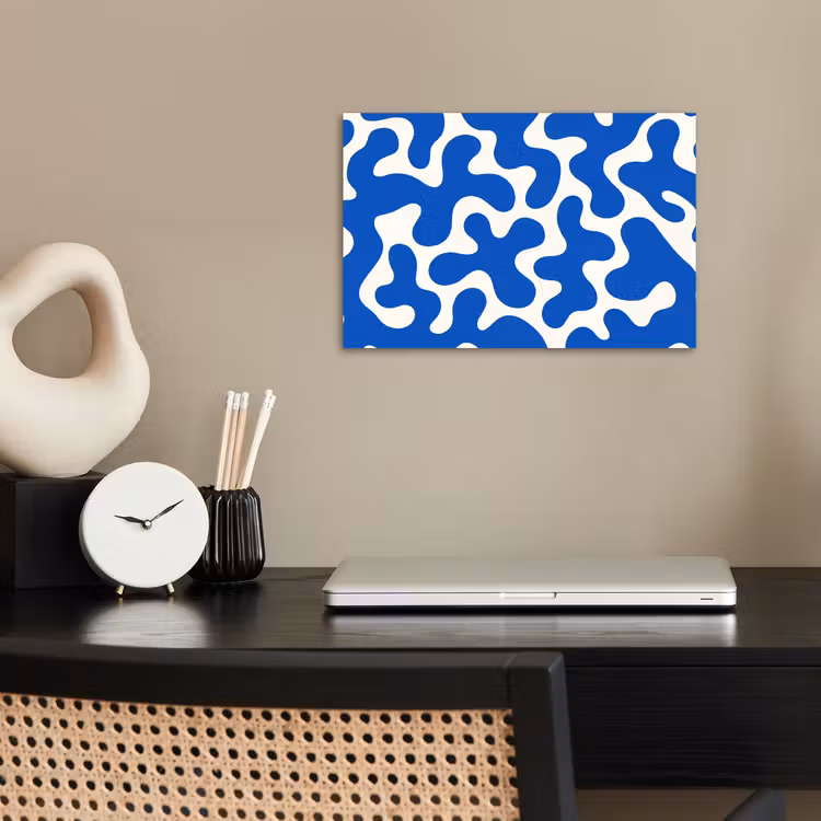 Vormen - Abstract - Blauw - Golven poster papier klein -sfeer1