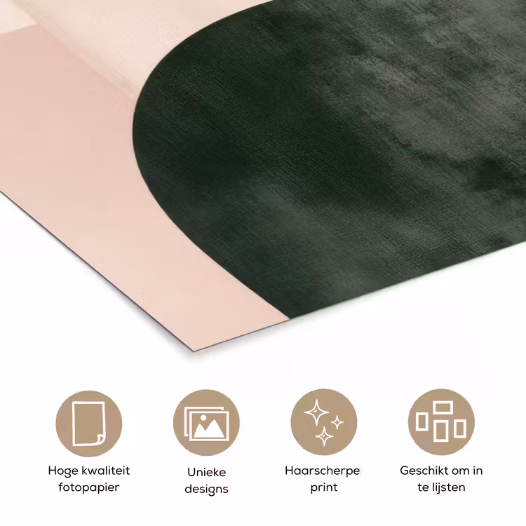Vormen - Abstract - Cirkel - Zwart poster papier klein -closeup_NL