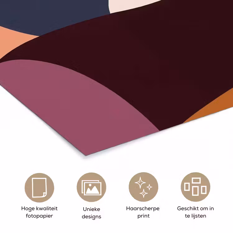 Vormen - Abstract - Kleuren - Vierkant poster papier klein -closeup_NL