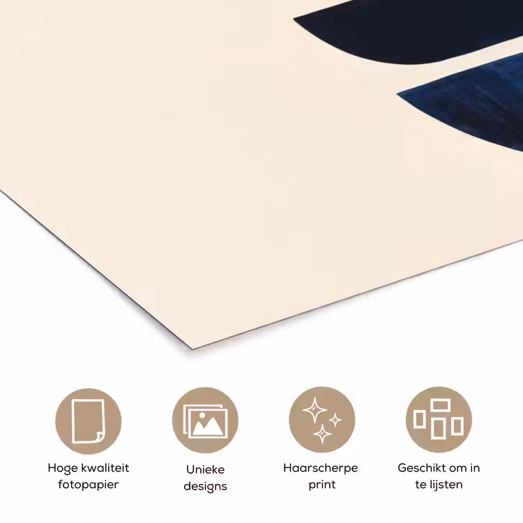 Vormen - Blauw - Abstract poster papier klein -closeup_NL