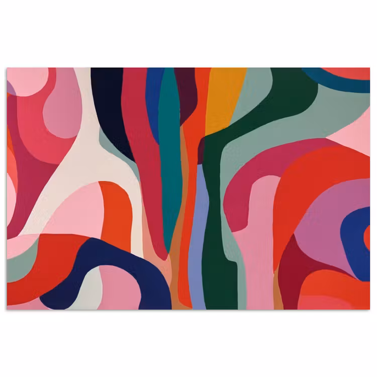 Vormen - Bochten - Kleurrijk - Abstract poster papier klein -3d