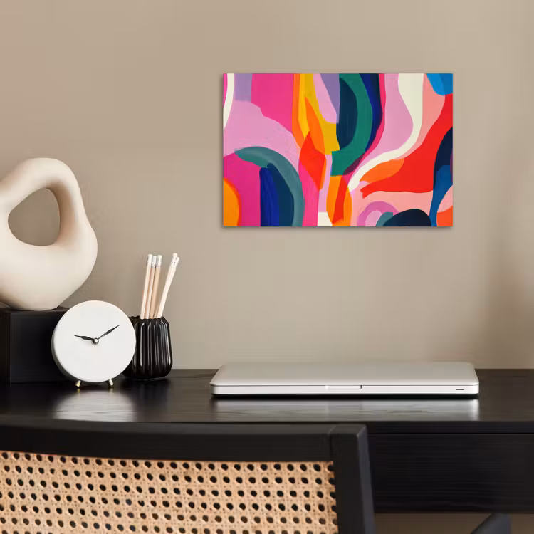 Vormen - Golvend - Abstract - Felroze poster papier klein -sfeer1