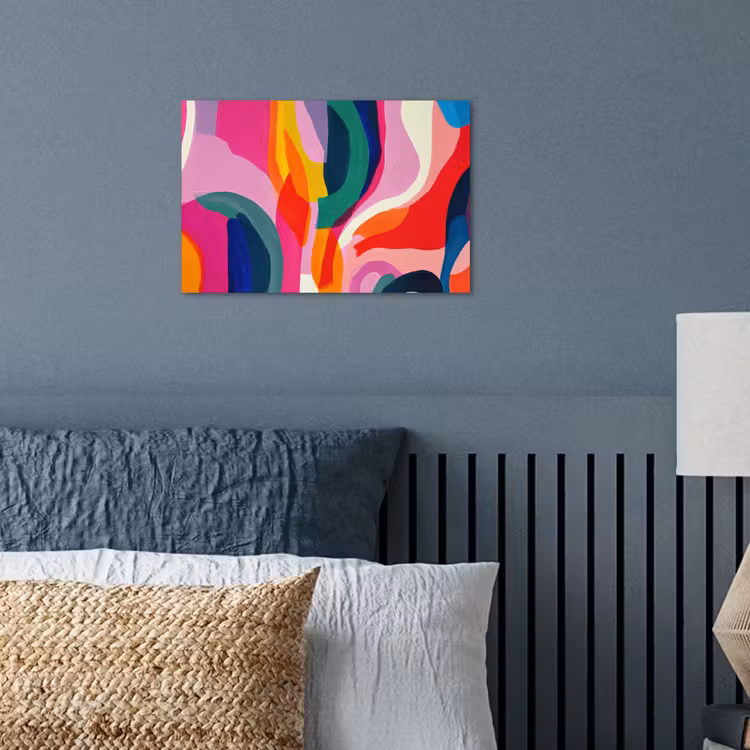 Vormen - Golvend - Abstract - Felroze poster papier klein -sfeer2