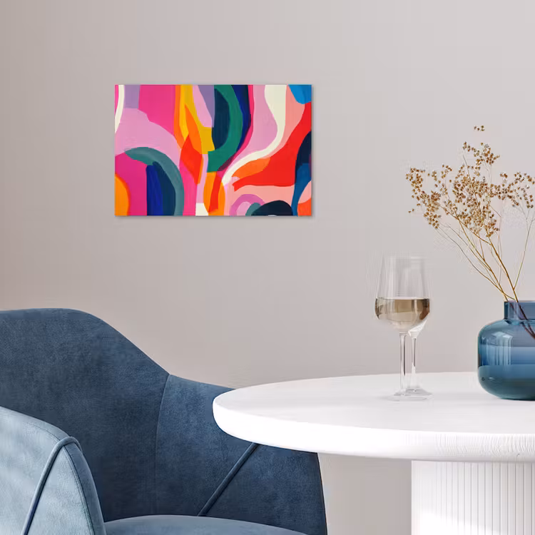 Vormen - Golvend - Abstract - Felroze poster papier klein -sfeer3
