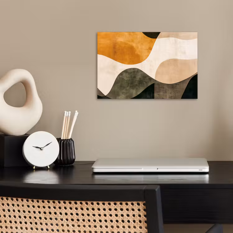 Vormen - Okergeel - Abstract poster papier klein -sfeer1