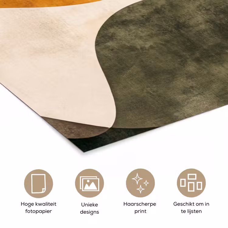 Vormen - Okergeel - Abstract poster papier klein -closeup_NL