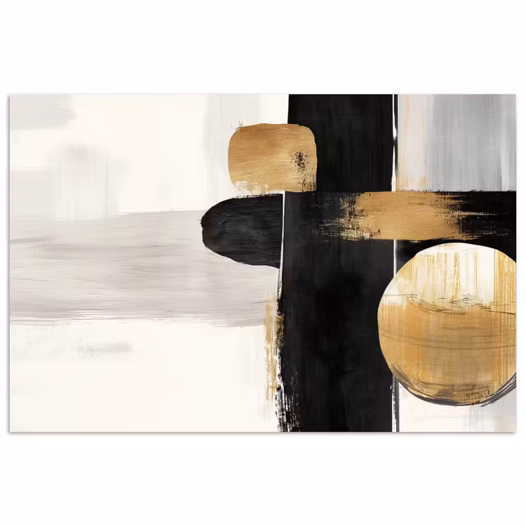 Vormen - Penseelstreken - Abstract - Goud poster papier klein -3d