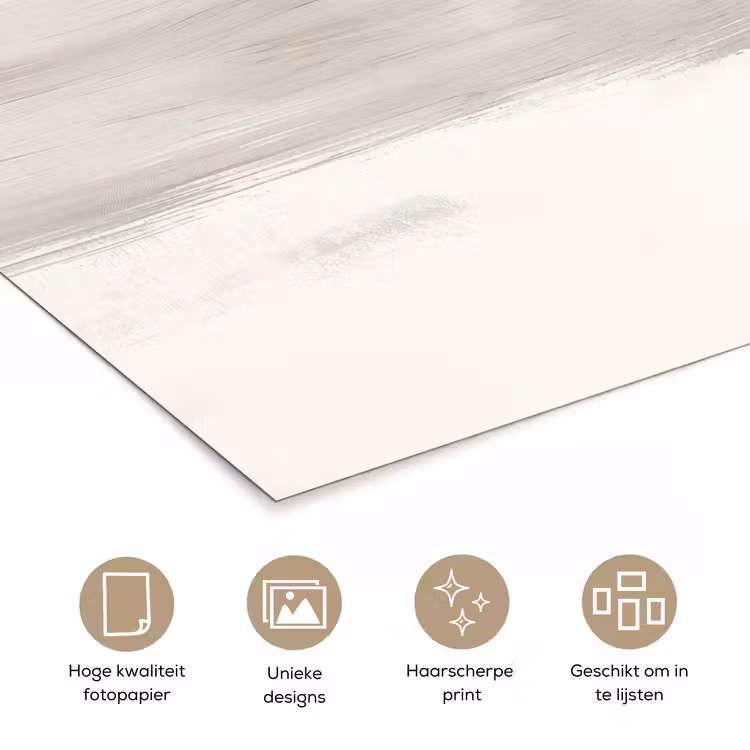 Vormen - Penseelstreken - Abstract - Goud poster papier klein -closeup_NL