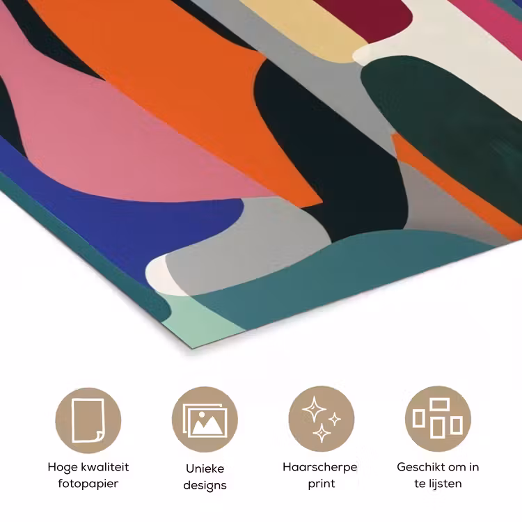 Vormen - Ritmisch - Kleuren - Abstract poster papier klein -closeup_NL