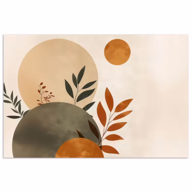 Vormen - Rond - Bladeren - Beige poster papier klein -3d