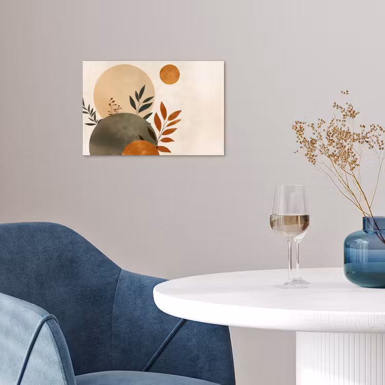 Vormen - Rond - Bladeren - Beige poster papier klein -sfeer3