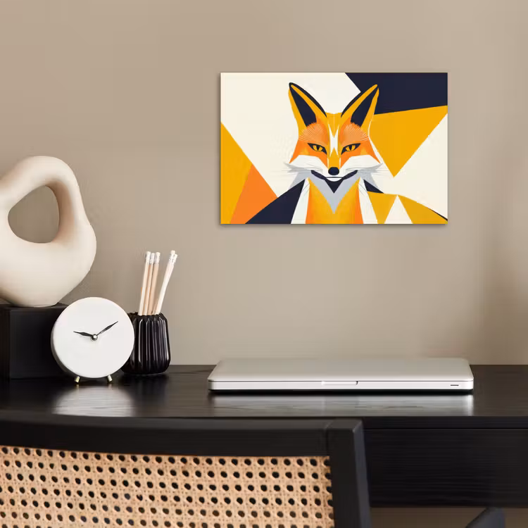 Vos - Oranje - Abstract - Driehoeken poster papier klein -sfeer1