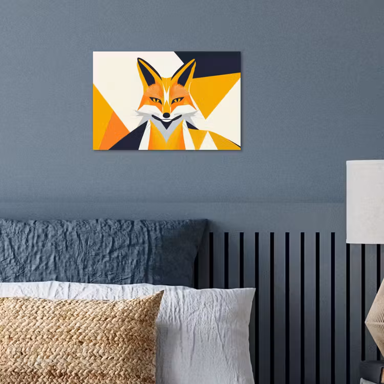 Vos - Oranje - Abstract - Driehoeken poster papier klein -sfeer2