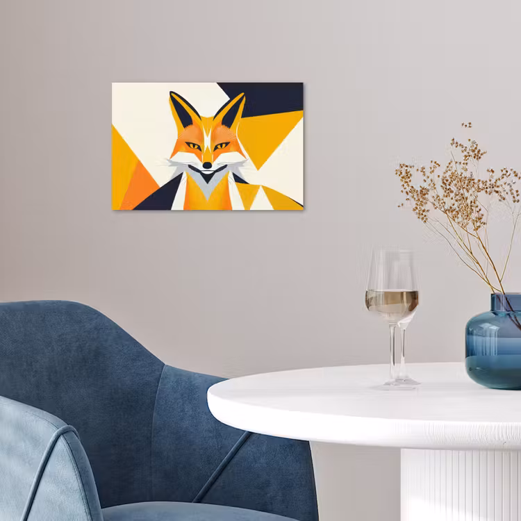Vos - Oranje - Abstract - Driehoeken poster papier klein -sfeer3