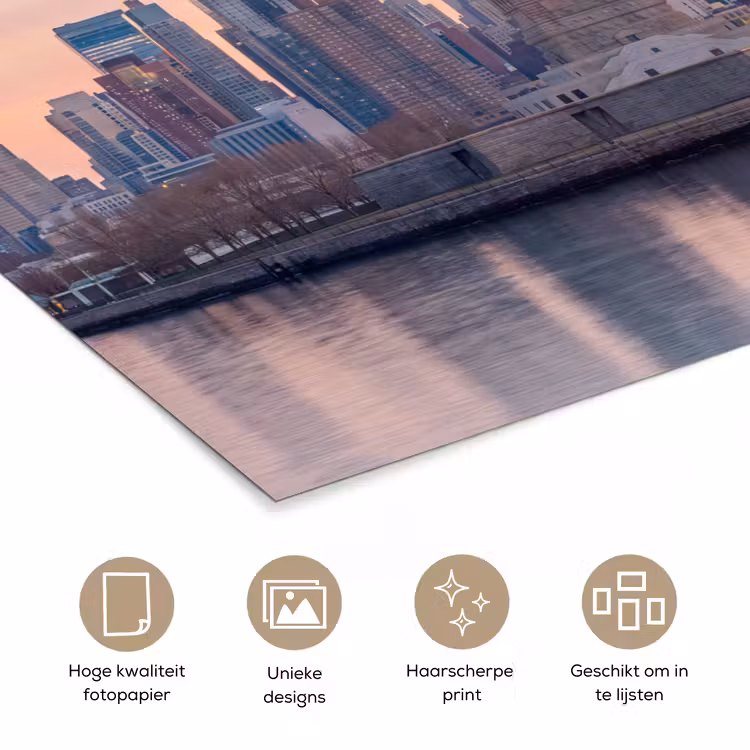 Vrijheidsbeeld - New York - Zonsopgang - Stad - Architectuur poster papier klein -closeup_NL