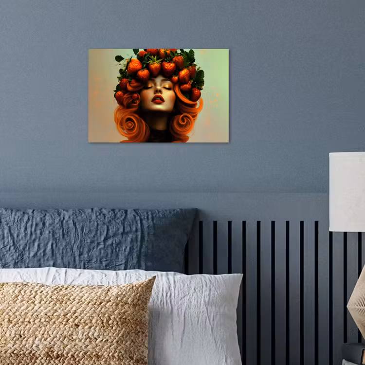 Vrouw - Aardbeien - Kroon poster papier klein -sfeer2