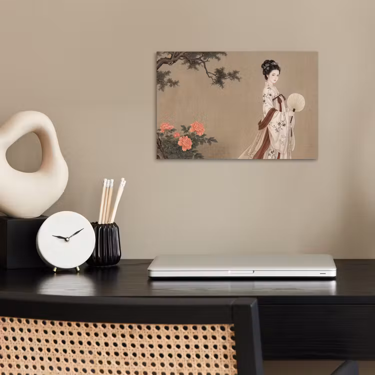 Vrouw - Azië - Kunst - Beige poster papier klein -sfeer1