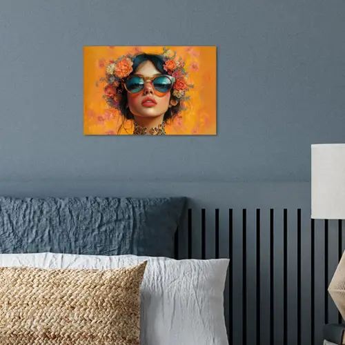 Vrouw - Bloemen - Aesthetic - Oranje poster papier klein -sfeer2