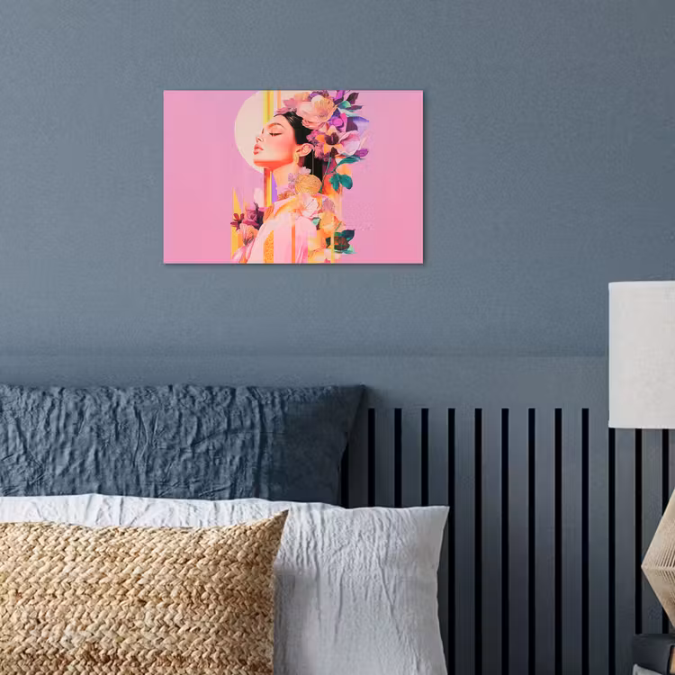 Vrouw - Bloemen - Paars - Abstract poster papier klein -sfeer2