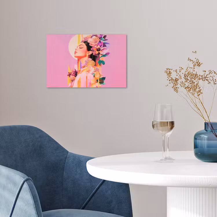 Vrouw - Bloemen - Paars - Abstract poster papier klein -sfeer3