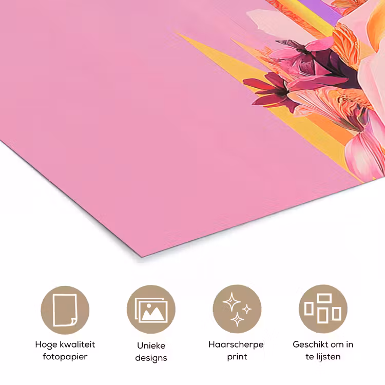 Vrouw - Bloemen - Paars - Abstract poster papier klein -closeup_NL