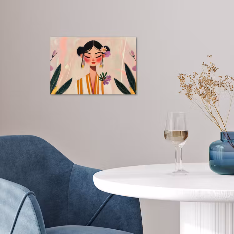 Vrouw - Bloemen - Pastel poster papier klein -sfeer3