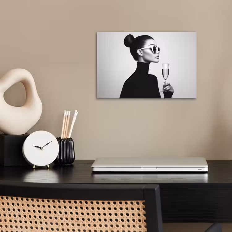 Vrouw - Champagne - Modern poster papier klein -sfeer1