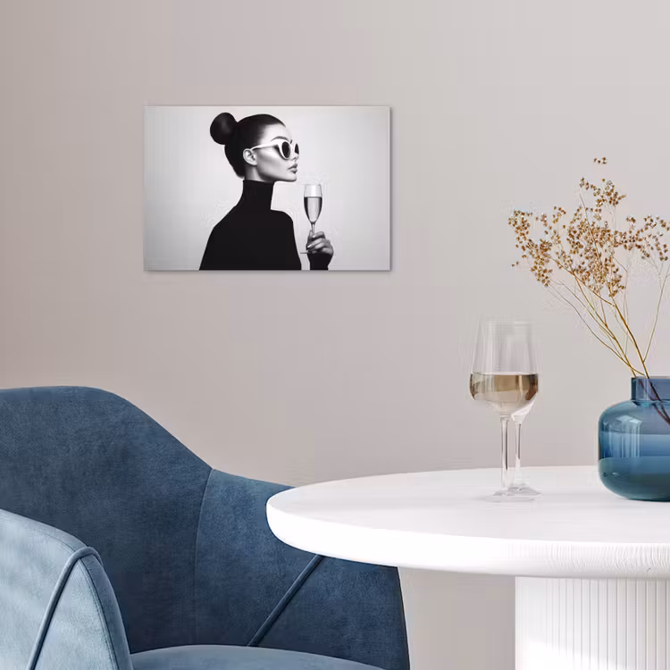 Vrouw - Champagne - Modern poster papier klein -sfeer3