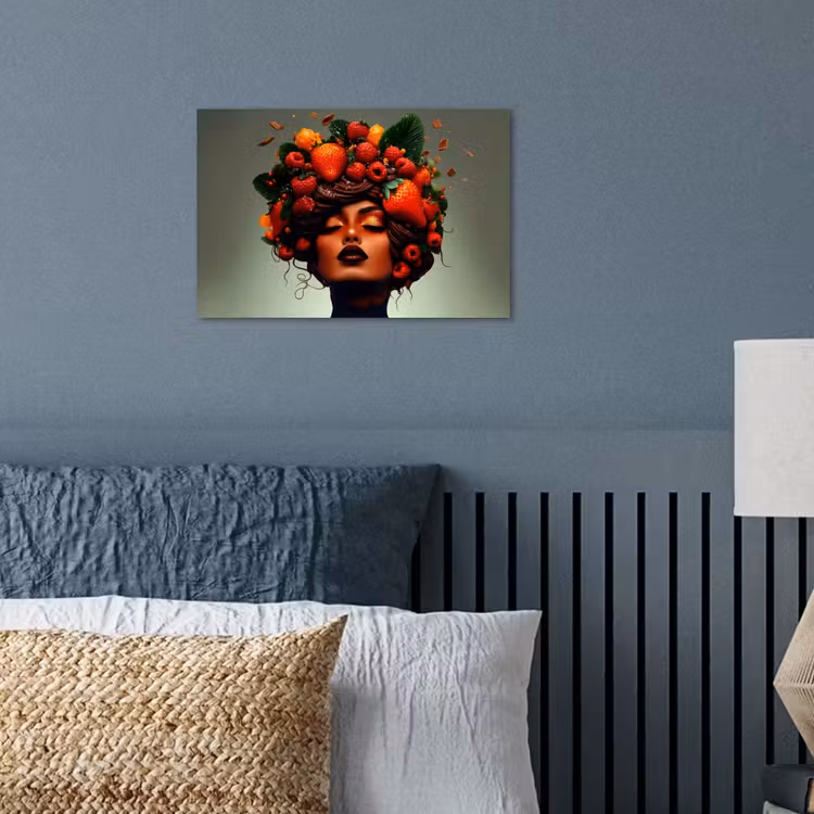 Vrouw - Chocolade - Frambozen - Aardbeien - Koekjes poster papier klein -sfeer2