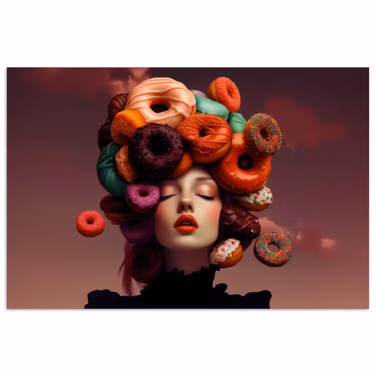 Vrouw - Donuts - Kleurrijk poster papier klein -3d