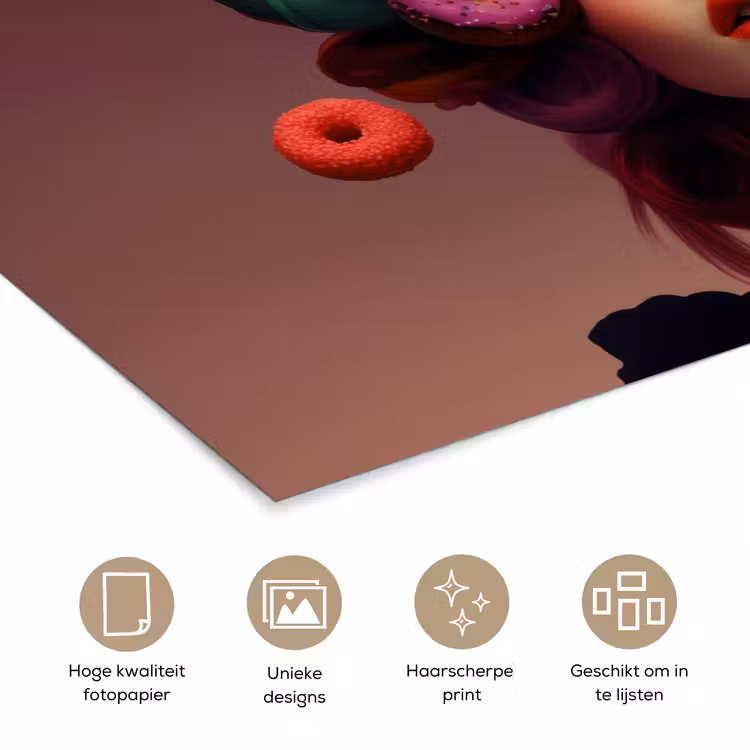 Vrouw - Donuts - Kleurrijk poster papier klein -closeup_NL