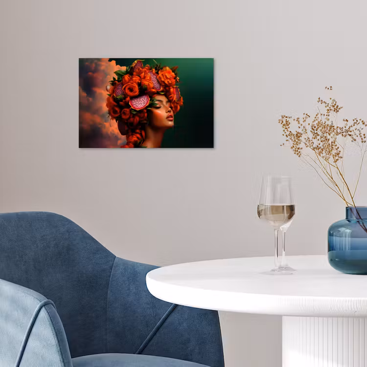 Vrouw - Drankenfruit - Rozen poster papier klein -sfeer3