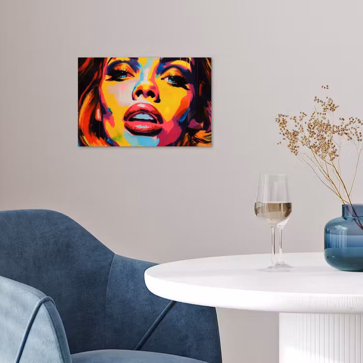 Vrouw - Gezicht - Kleurrijk poster papier klein -sfeer3