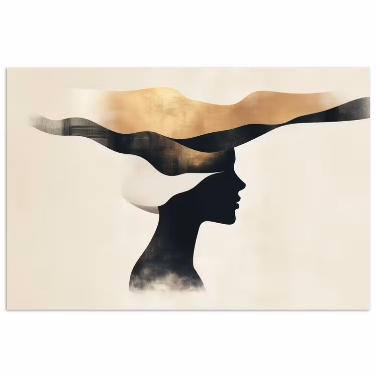 Vrouw - Golven - Zwart poster papier klein -3d