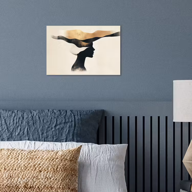 Vrouw - Golven - Zwart poster papier klein -sfeer2