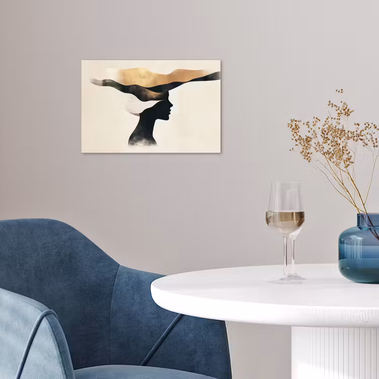 Vrouw - Golven - Zwart poster papier klein -sfeer3