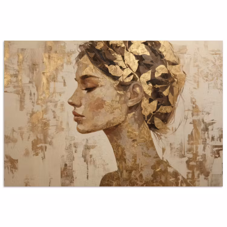 Vrouw - Goud - Abstract - Textuur poster papier klein -3d