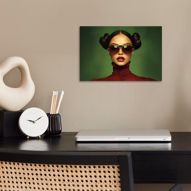 Vrouw - Groen - Bril - Aesthetic - Modern poster papier klein -sfeer1