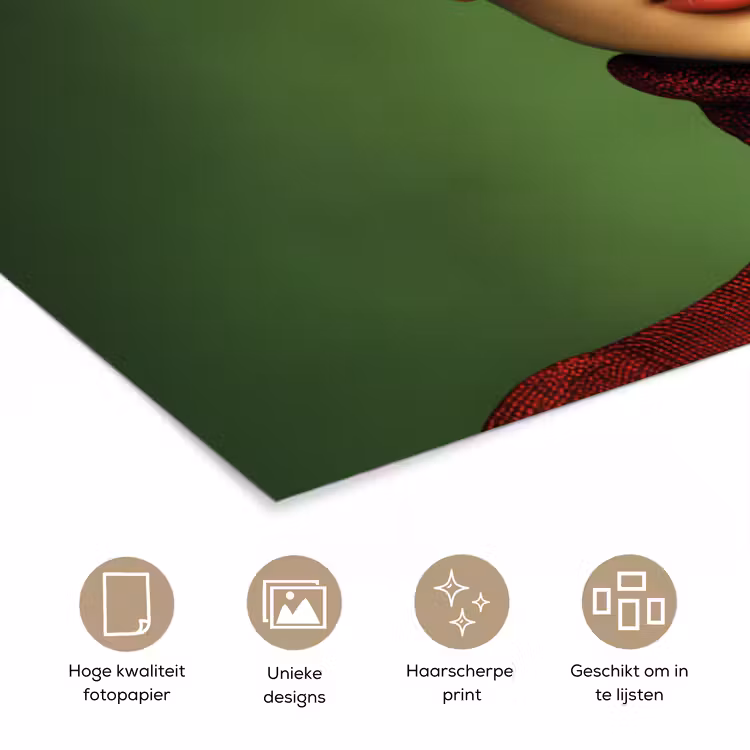 Vrouw - Groen - Bril - Aesthetic - Modern poster papier klein -closeup_NL