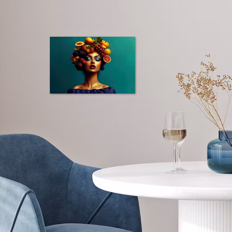 Vrouw - Hoodtooi - Tropisch - Fruit - Druiven poster papier klein -sfeer3