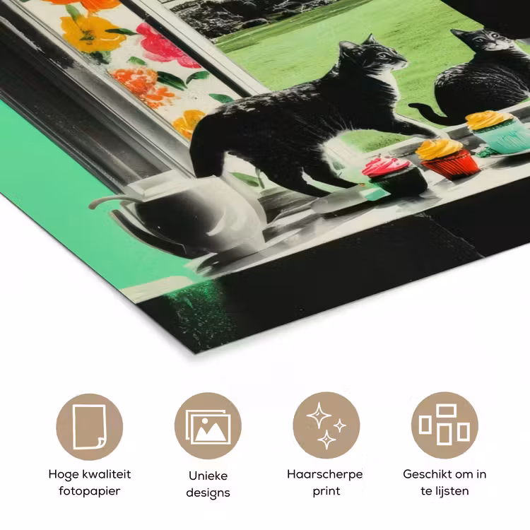Vrouw - Keuken - Katten - Doorkijk poster papier klein -closeup_NL