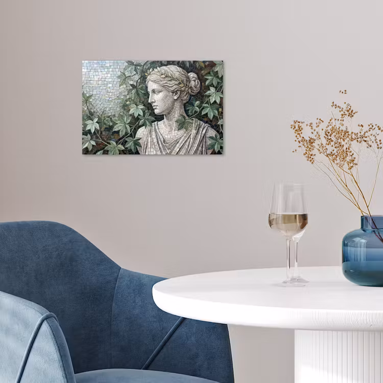 Vrouw - Klassiek - Mozaiëk - Natuur - Groen poster papier klein -sfeer3