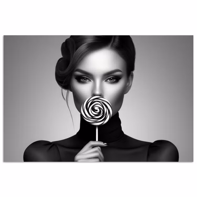 Vrouw - Lolly - Zwart poster papier klein -3d