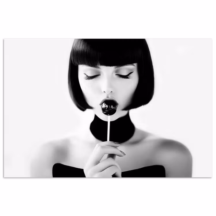 Vrouw - Lolly - Zwart - Wit poster papier klein -3d