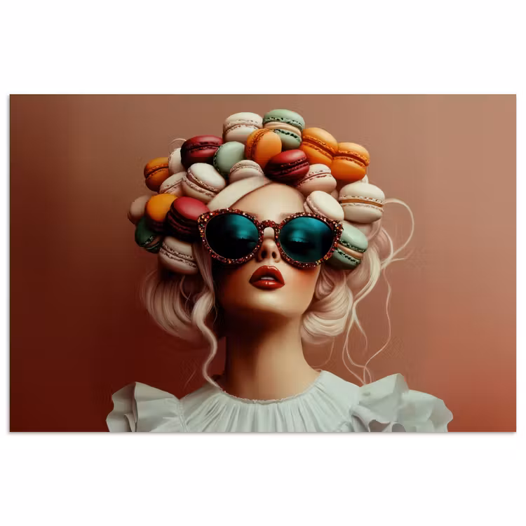 Vrouw - Macarons - Bril poster papier klein -3d