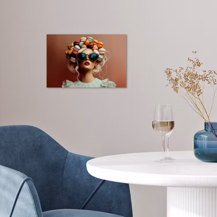Vrouw - Macarons - Bril poster papier klein -sfeer3